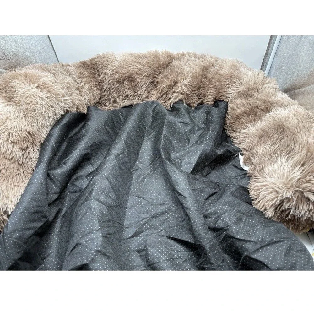 Pelsbarn Calming Dog Bed Couch Sofa w Non-Slip Bottom Large Beige Brown 33 x 33